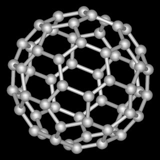 Nanoteknoloji ile üretilen nanomalzeme olan bucky ball veya Buckminister fulleren molekülü modeli
